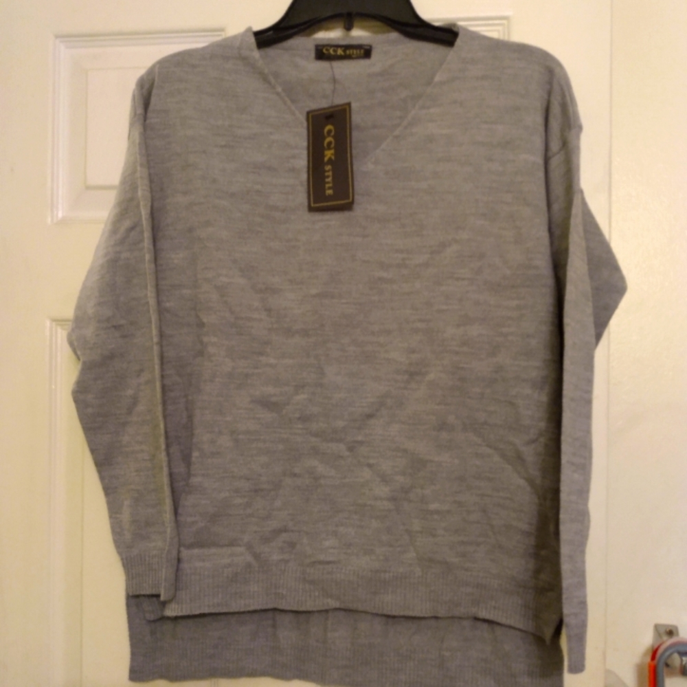 Gray V-neck Sweater
